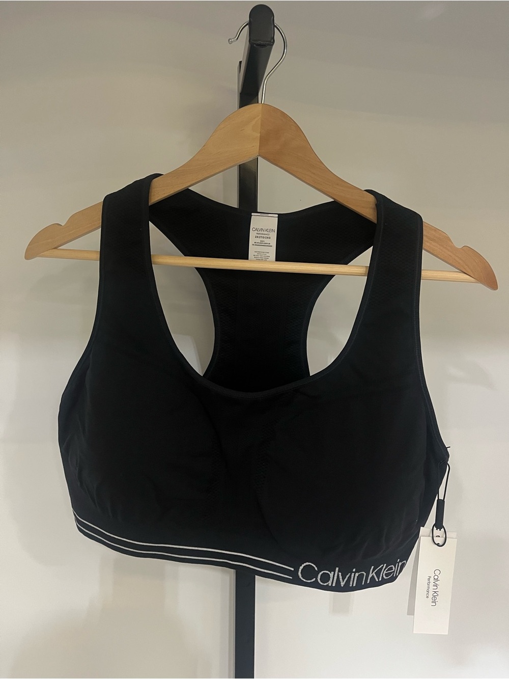 Calvin Klein Black Racerback Sport Bra with Branded Band